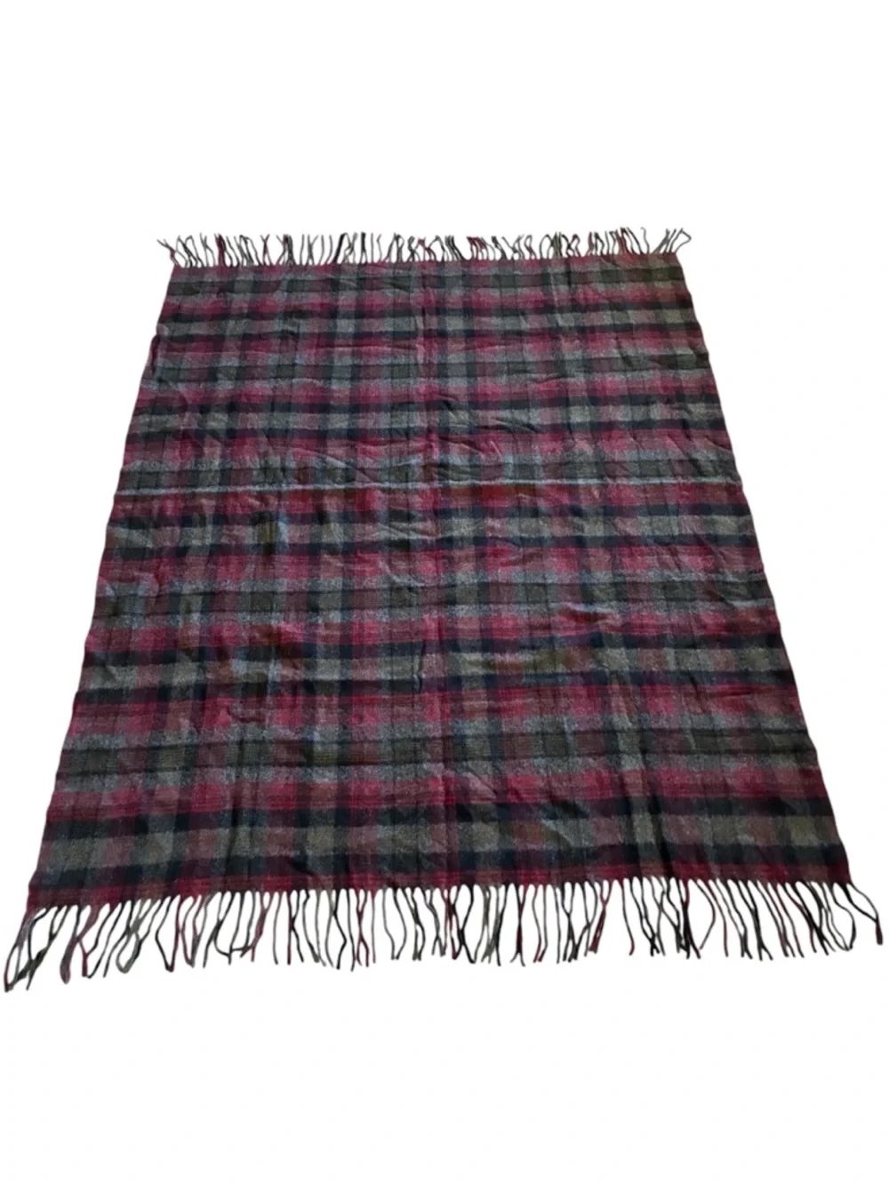 Pendleton 100% Wool Throw Blanket Olive Red Brown Tones 64 X 53 Retro Vintage